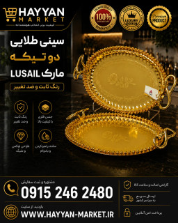 سینی طلایی مارک Lusail رنگ ثابت ۲ عددی بیضی
